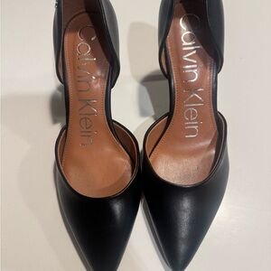 NEW Calvin Klein Black Heels Elegant Leather Design